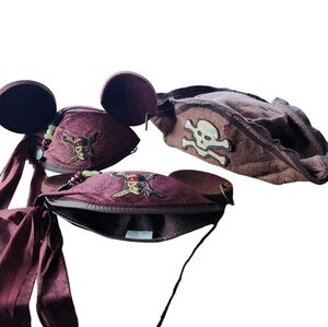 Disney Pirates of The Caribbean Mickey Ears Hats Disney Store Pirate Hat Set 3